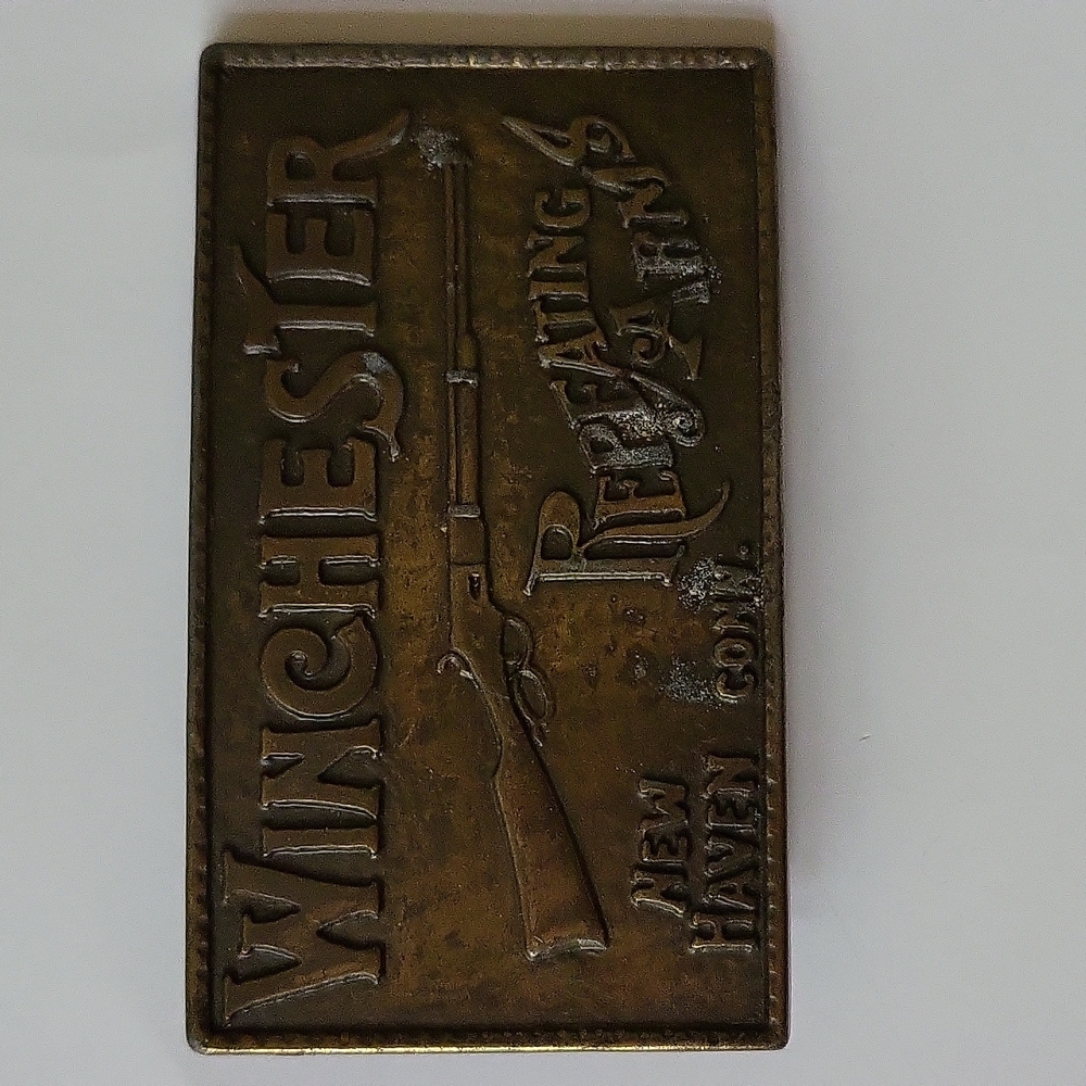 Winchester Repeating Arms New Haven Conn. Vintage Brass Belt Buckle
